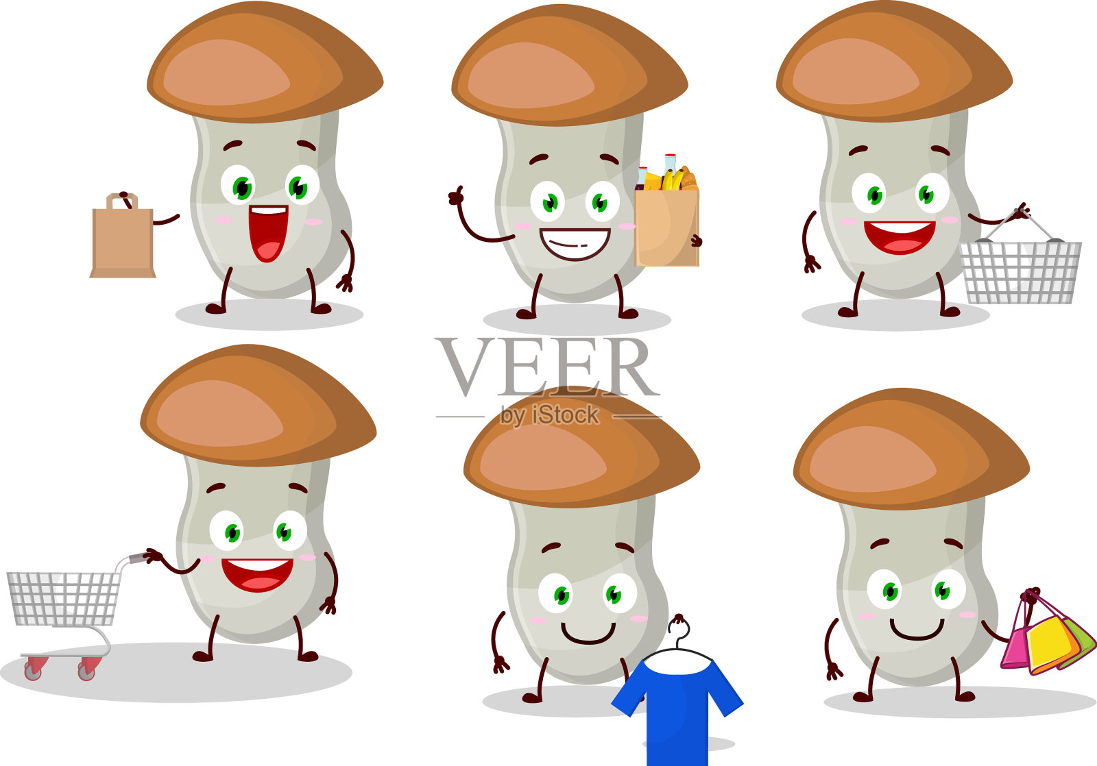 一个丰富的阿斯彭吉祥物设计风格去购物插画图片素材