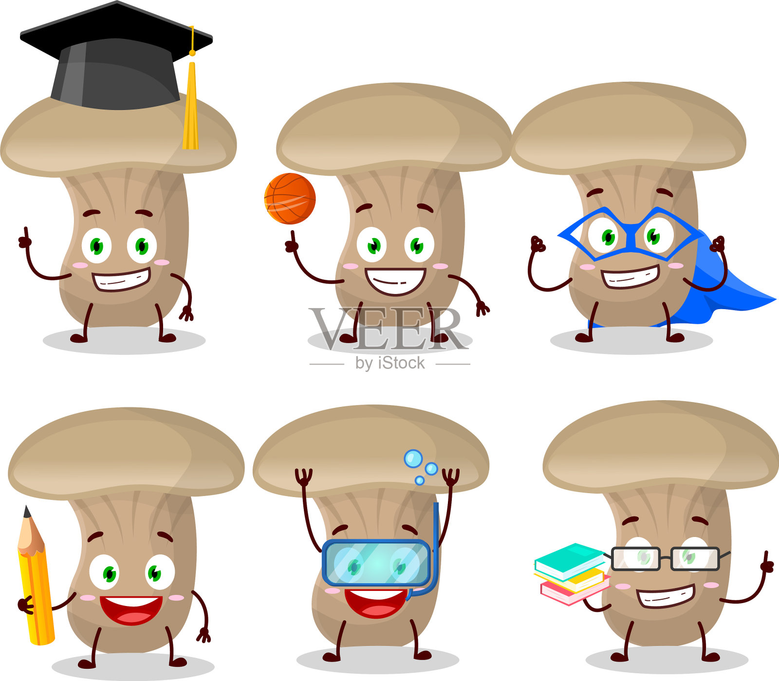 牛奶蘑菇卡通人物学校学生插画图片素材