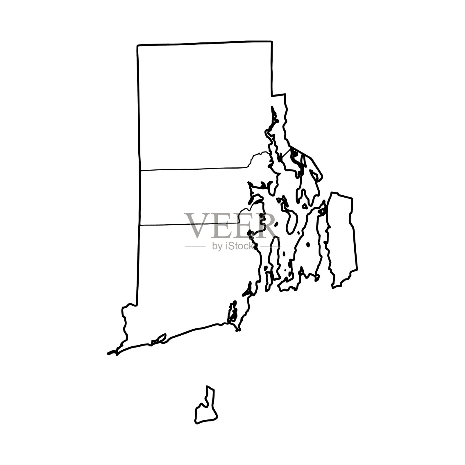 轮廓图罗得岛白色背景。插画图片素材