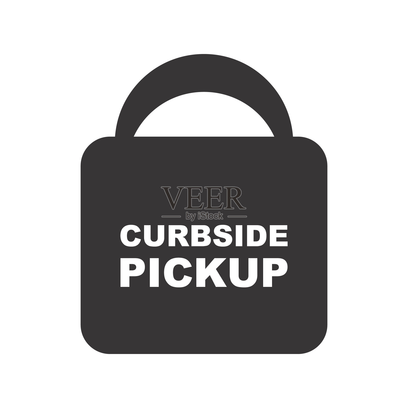 购物袋与路边皮卡题字插画图片素材