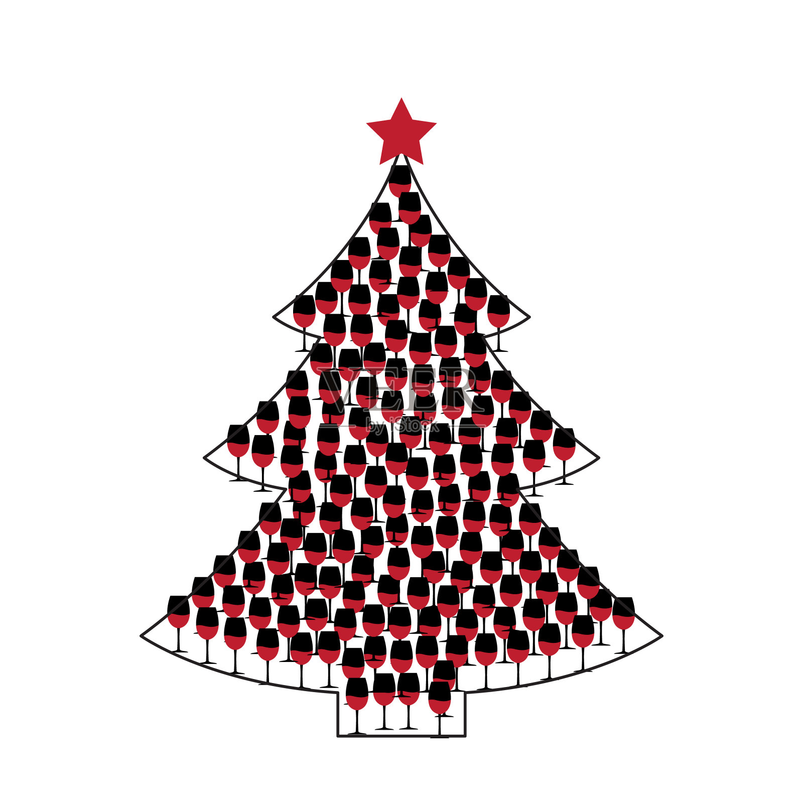 藤圣诞云杉剪影插画图片素材