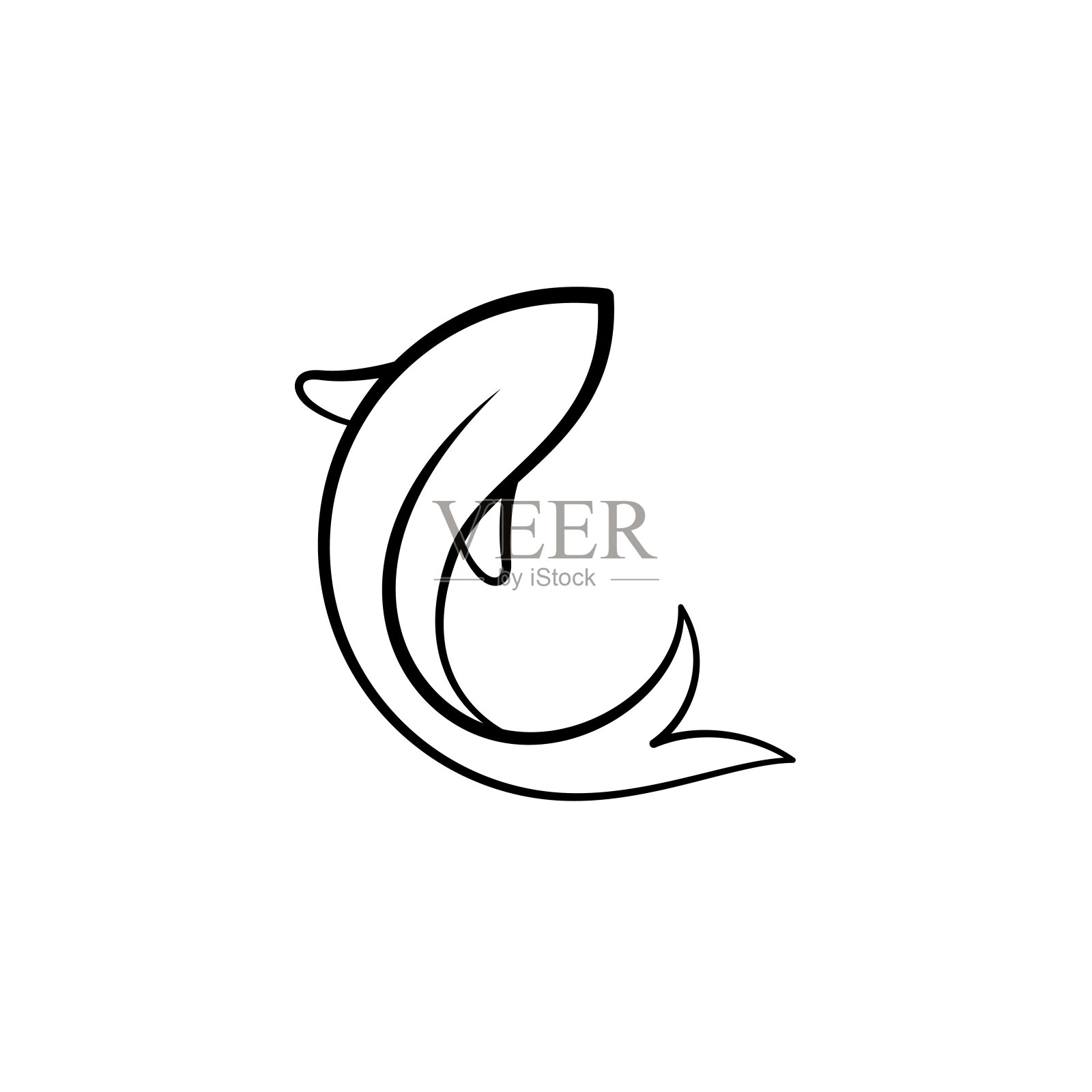 鱼线图标，抽象的鱼矢量插图设计元素图片