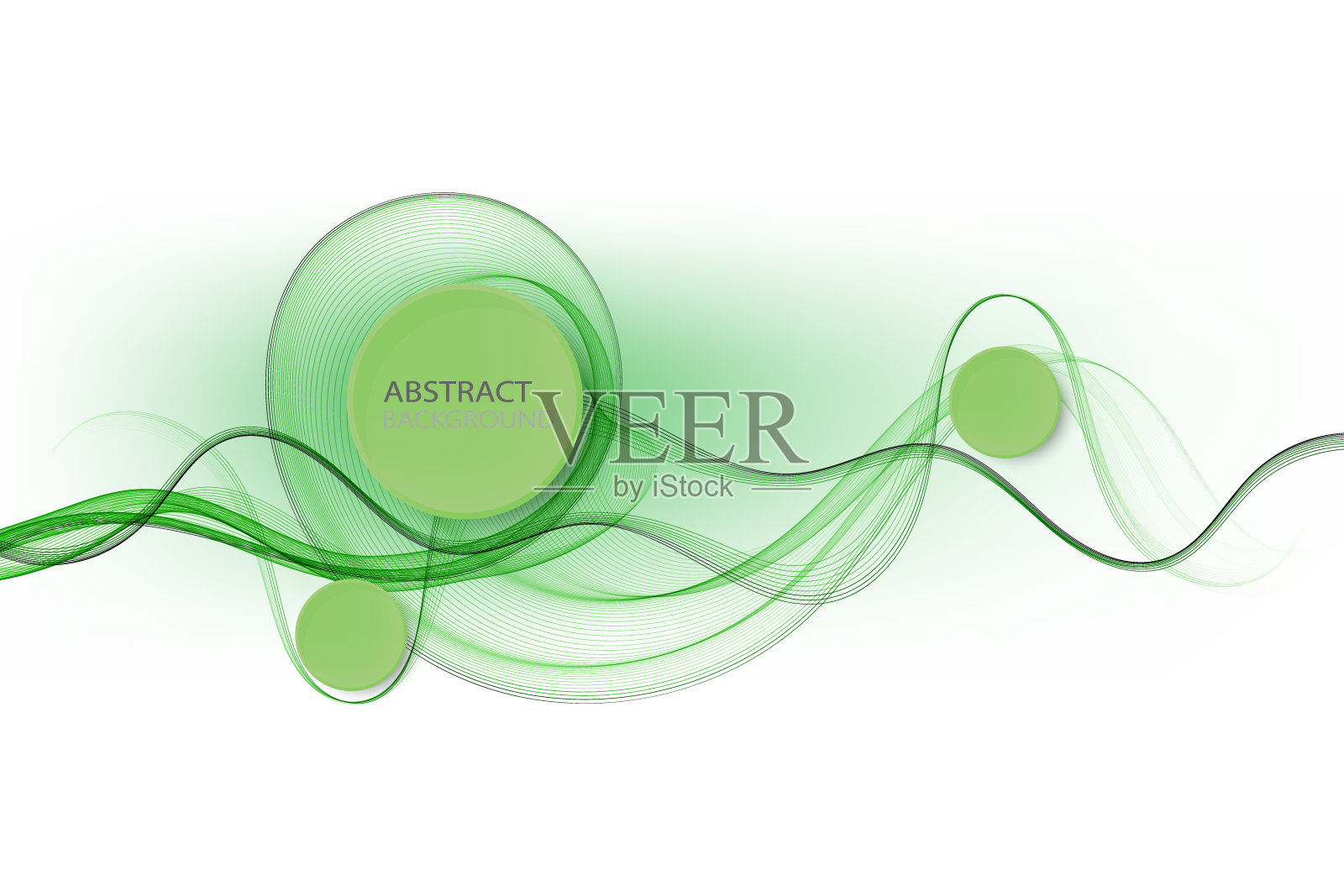 抽象的背景，设计优雅透明的绿色波浪插画图片素材