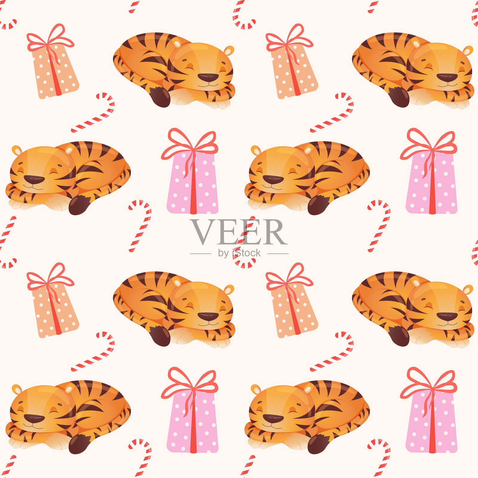 矢量画一个惊讶的老虎，孤立在白色的背景上，可爱的老虎。一只惊讶的老虎坐着的插图。为虎年、十二生肖、中国新年设计插画图片素材