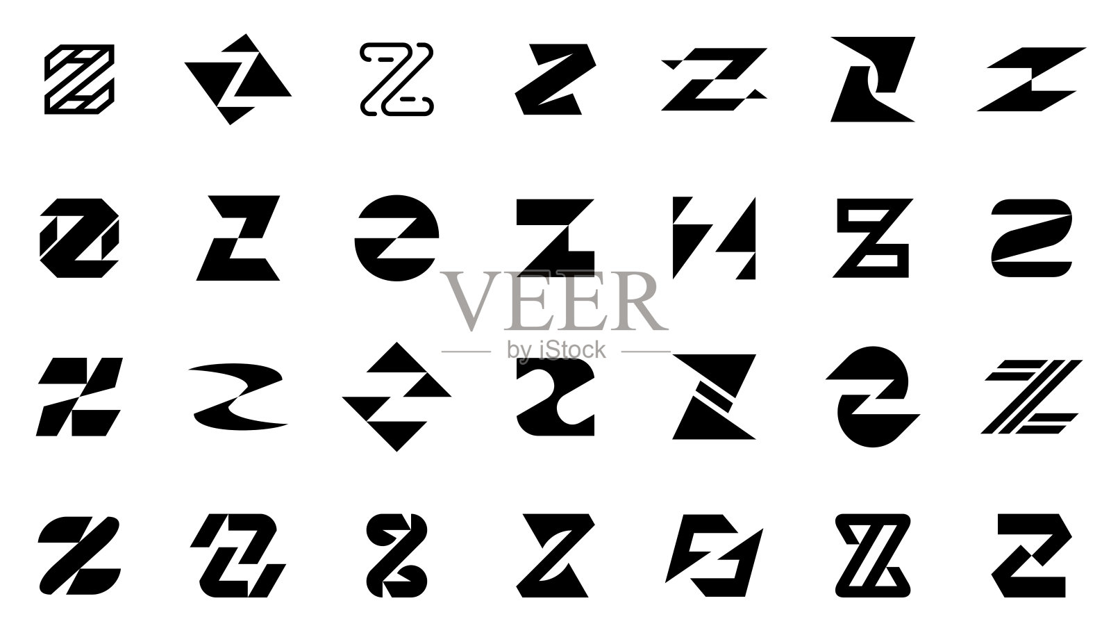 抽象标志集合与字母Z插画图片素材