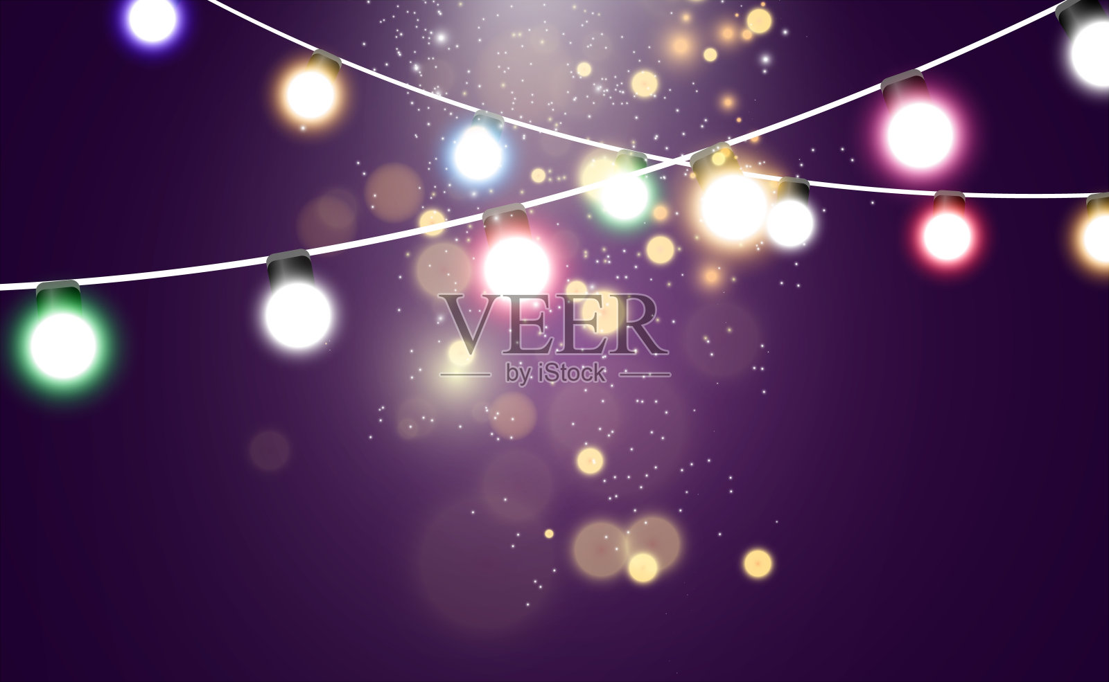 圣诞亮，彩灯美，设计元素多。插画图片素材