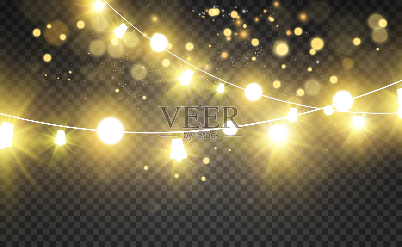 圣诞亮，彩灯美，设计元素多。插画图片素材