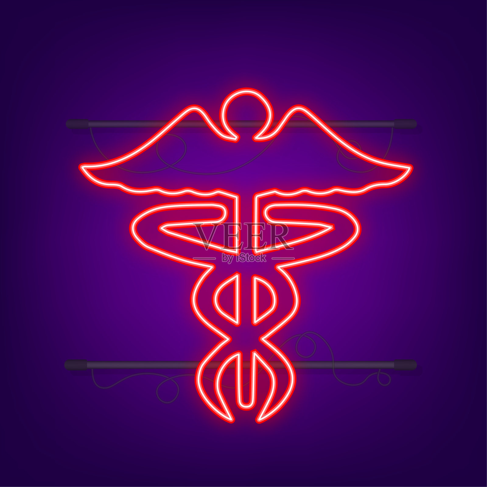 带有医疗保健霓虹灯图标的信息图，用于医疗设计。医疗保险。向量股票插图插画图片素材