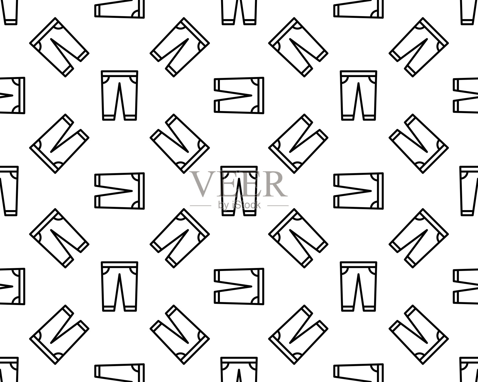 裤子图标图案无缝白色背景。可编辑的线裤子图标。裤子图标图案的网络和移动。插画图片素材