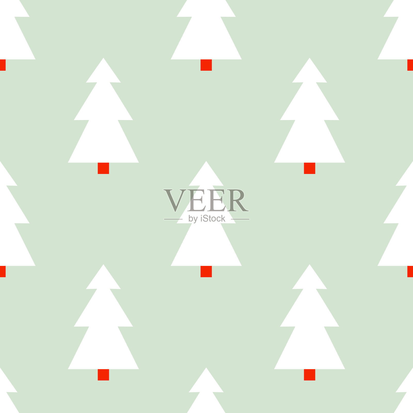 圣诞树无缝图案，绿色和红色，冬季，周末，假期，新年，图案系列，用于背景，包装纸插画图片素材