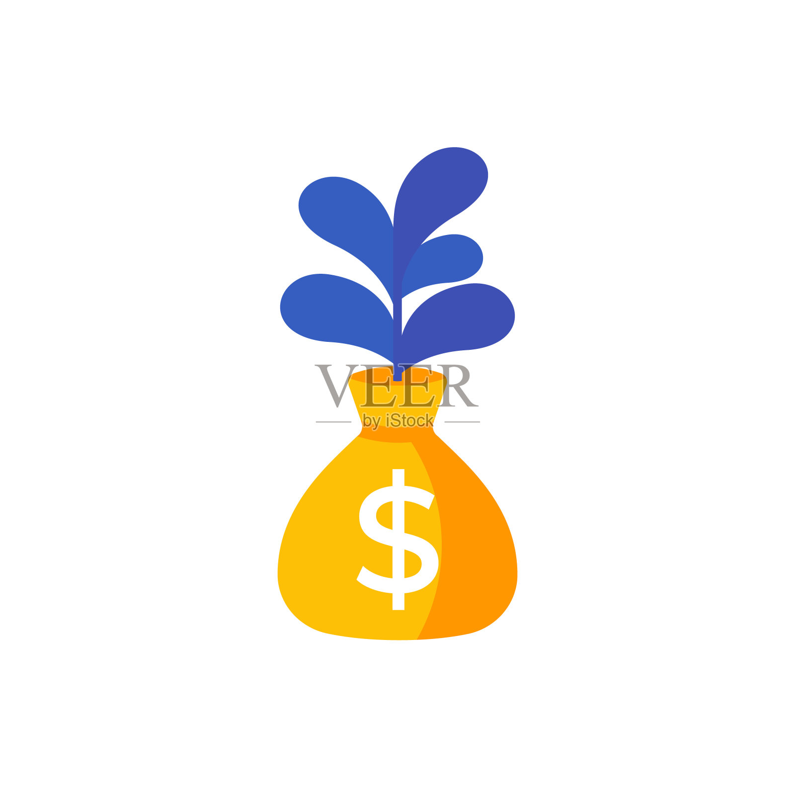 钱袋，收入增长，融资和投资概念，矢量图标插画图片素材