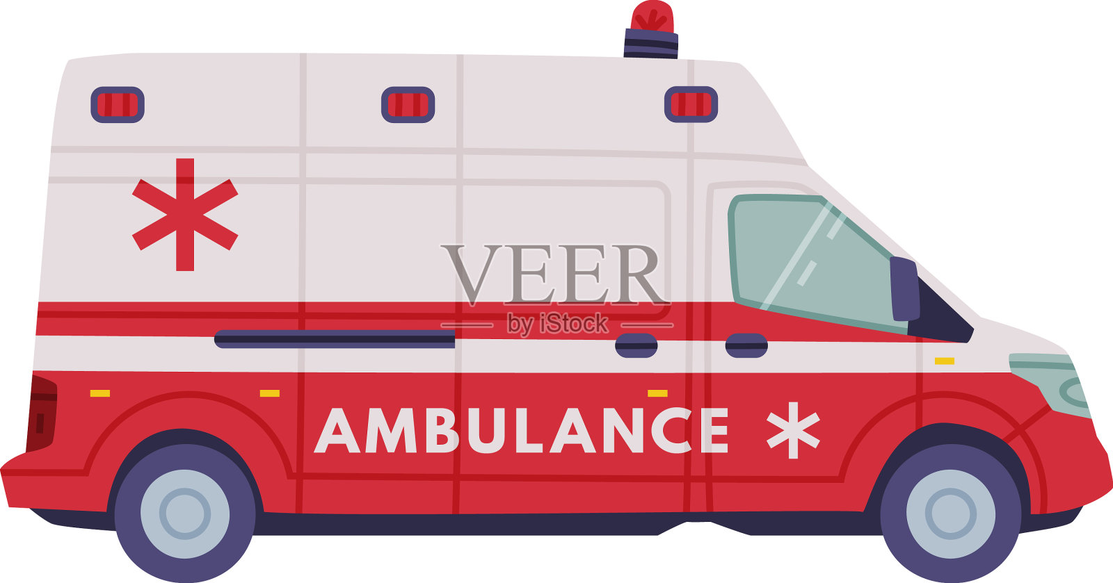 装有警报器的货车或卡车作为紧急救护车设计元素图片