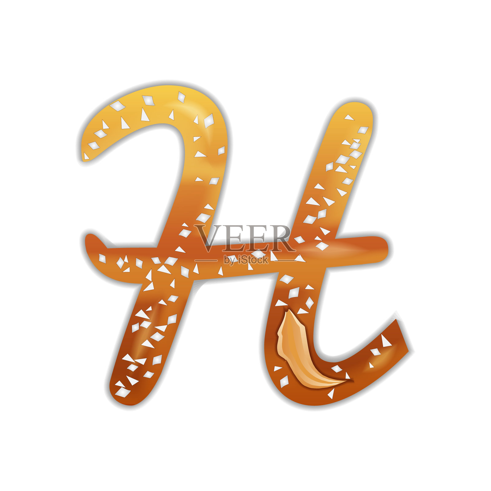 字母h以椒盐卷饼的形式出现设计元素图片