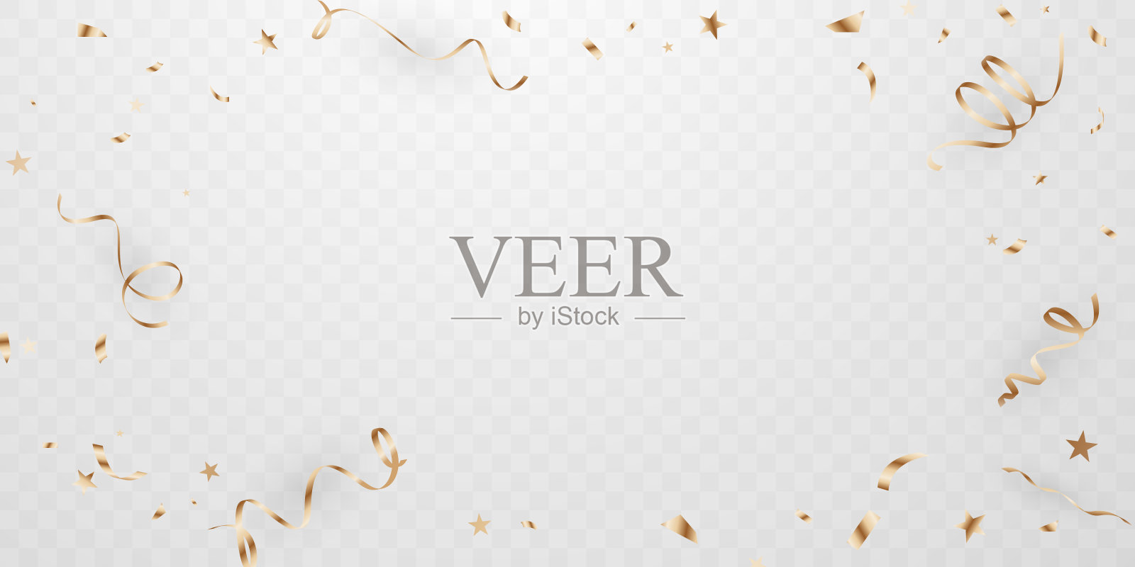 庆祝背景模板与五彩纸屑和金色丝带。豪华贺卡问候富。插画图片素材