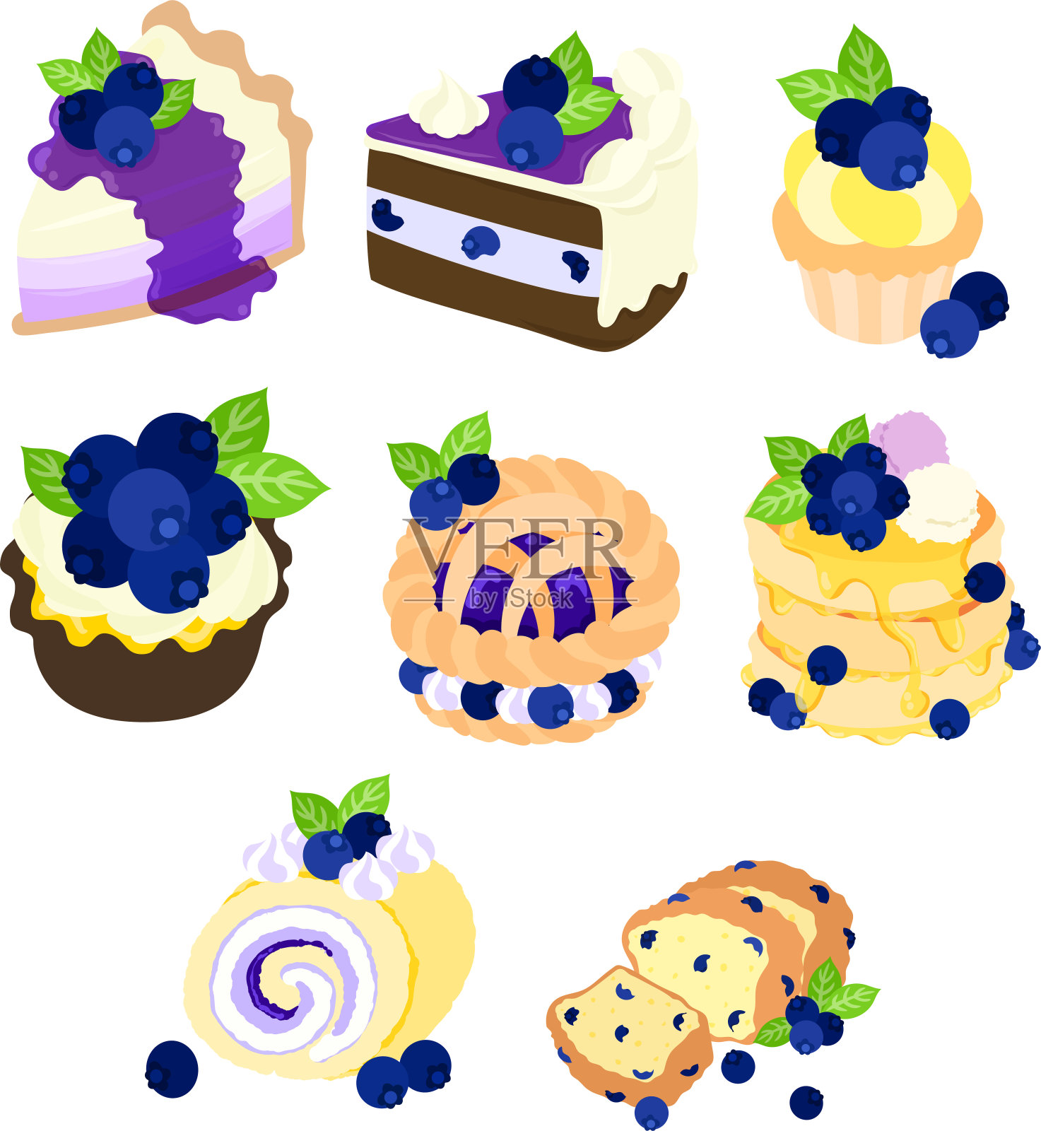 蓝莓的可爱图标设计元素图片