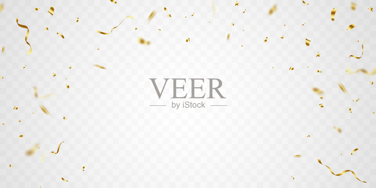 庆祝背景模板与五彩纸屑和金色丝带。豪华贺卡问候富。插画图片素材