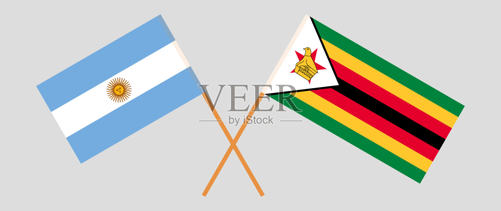 阿根廷和津巴布韦共和国的交叉国旗。官方色彩。正确的比例插画图片素材