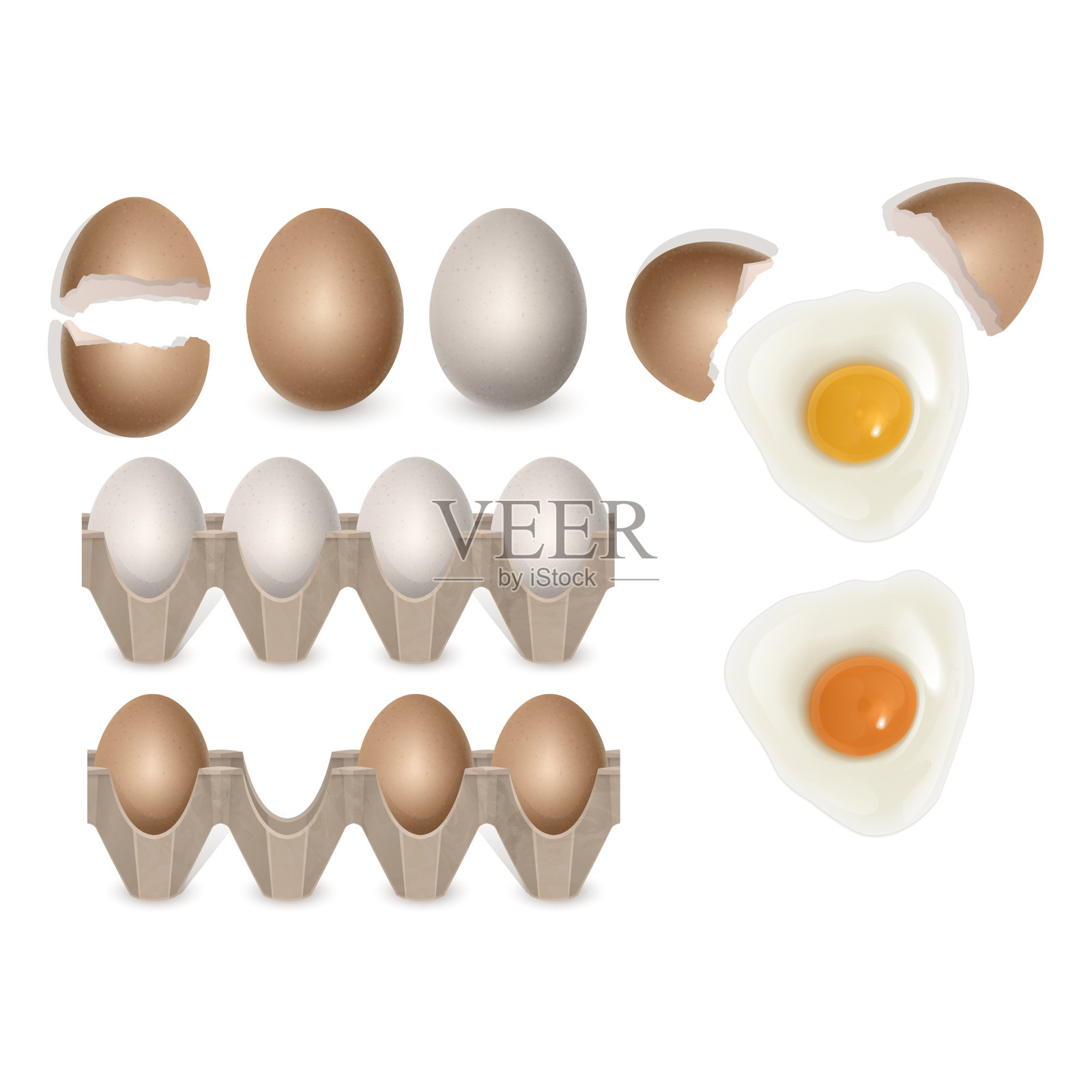 在纸盒里的新鲜的棕色鸡蛋插画图片素材