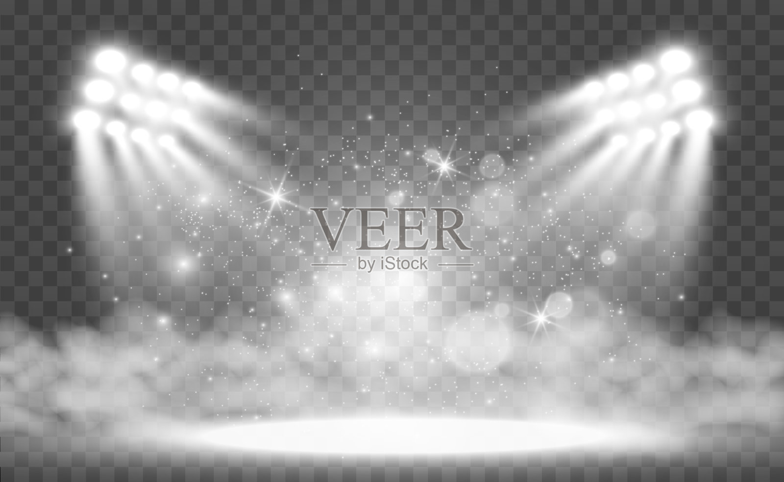 聚光灯下的白色场景。插画图片素材