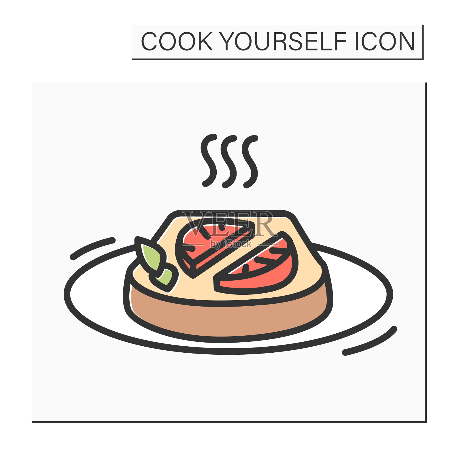 吐司与番茄颜色图标插画图片素材