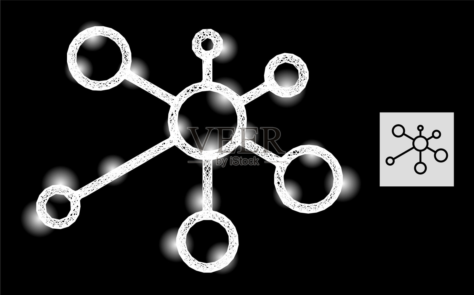 网目链接节点雄伟，有眩光斑点插画图片素材