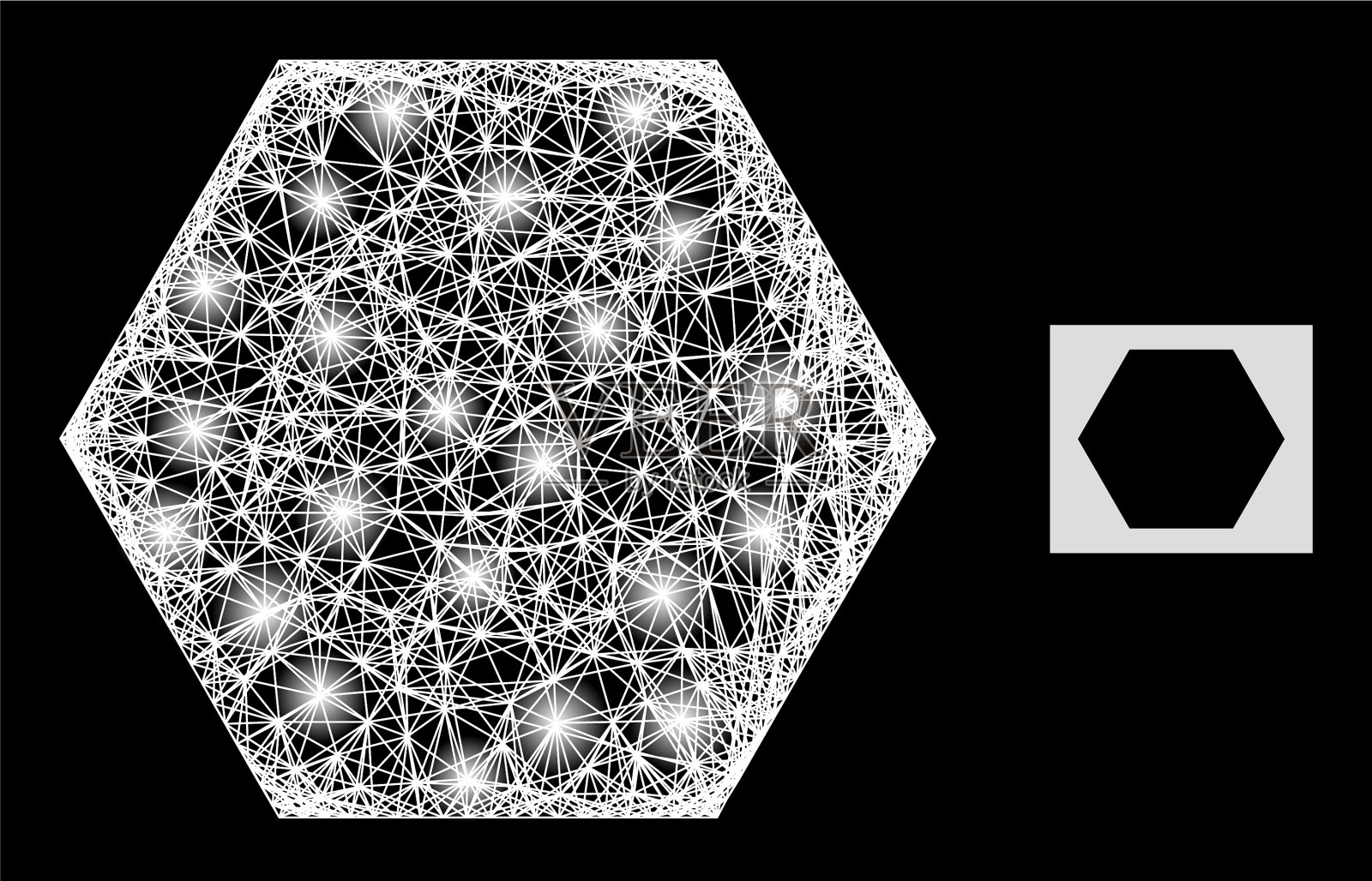 闪亮的网眼六角形布满眩光斑插画图片素材