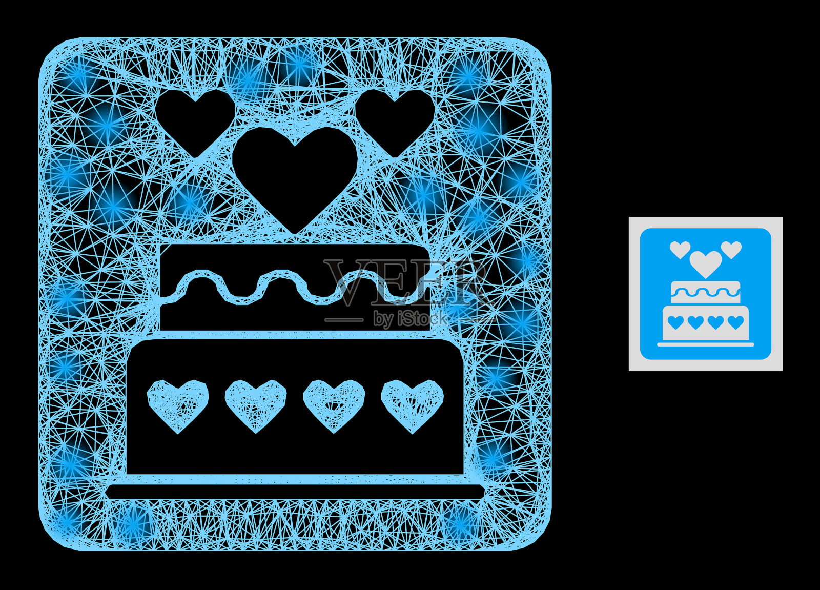 庄严不规则的网眼结婚蛋糕与眩光插画图片素材