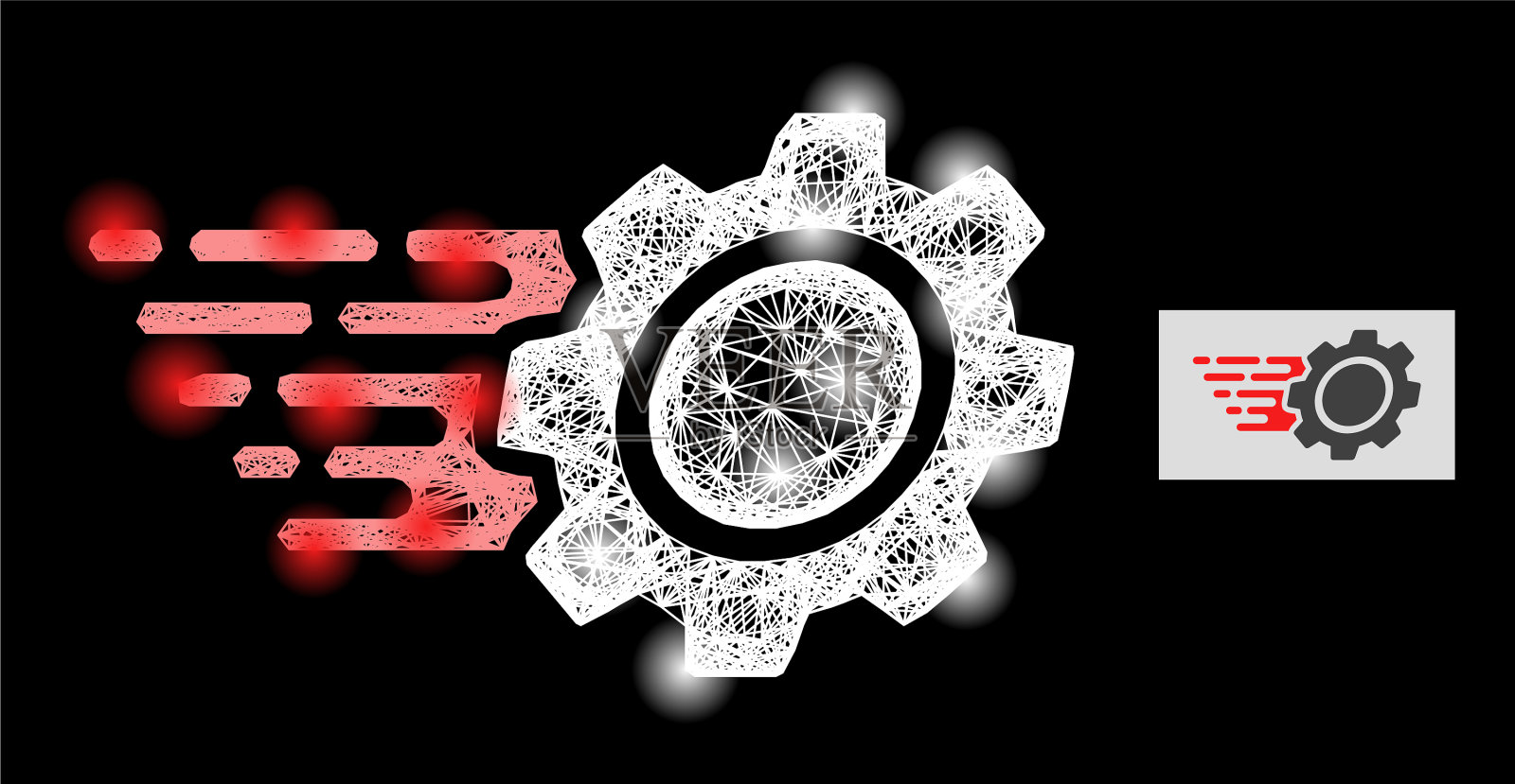 眩光网齿轮与眩光斑点插画图片素材