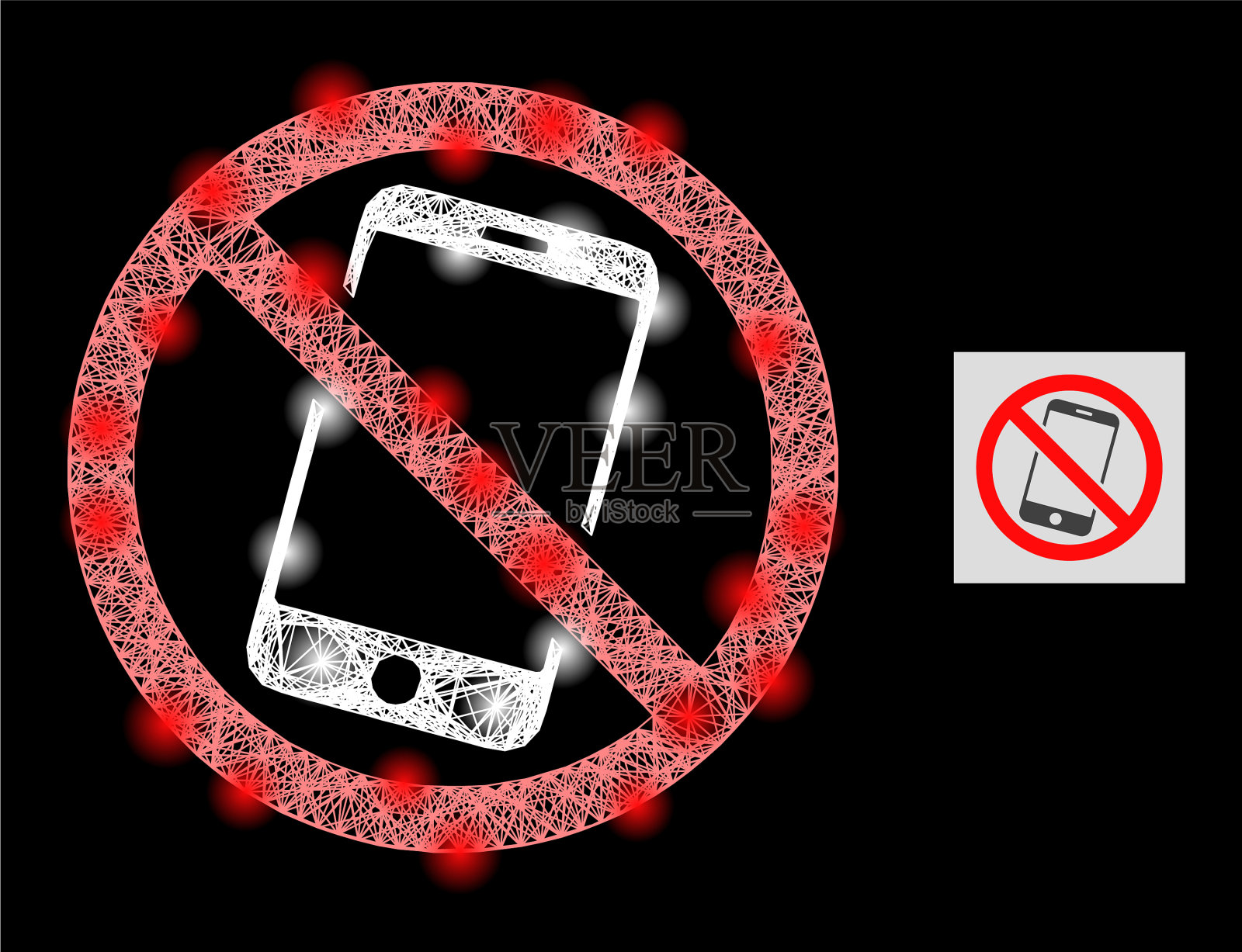 明亮的网孔禁止智能手机与光插画图片素材