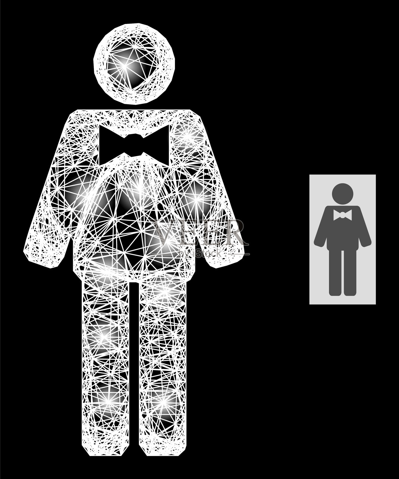 闪光不规则网格新郎与光点插画图片素材