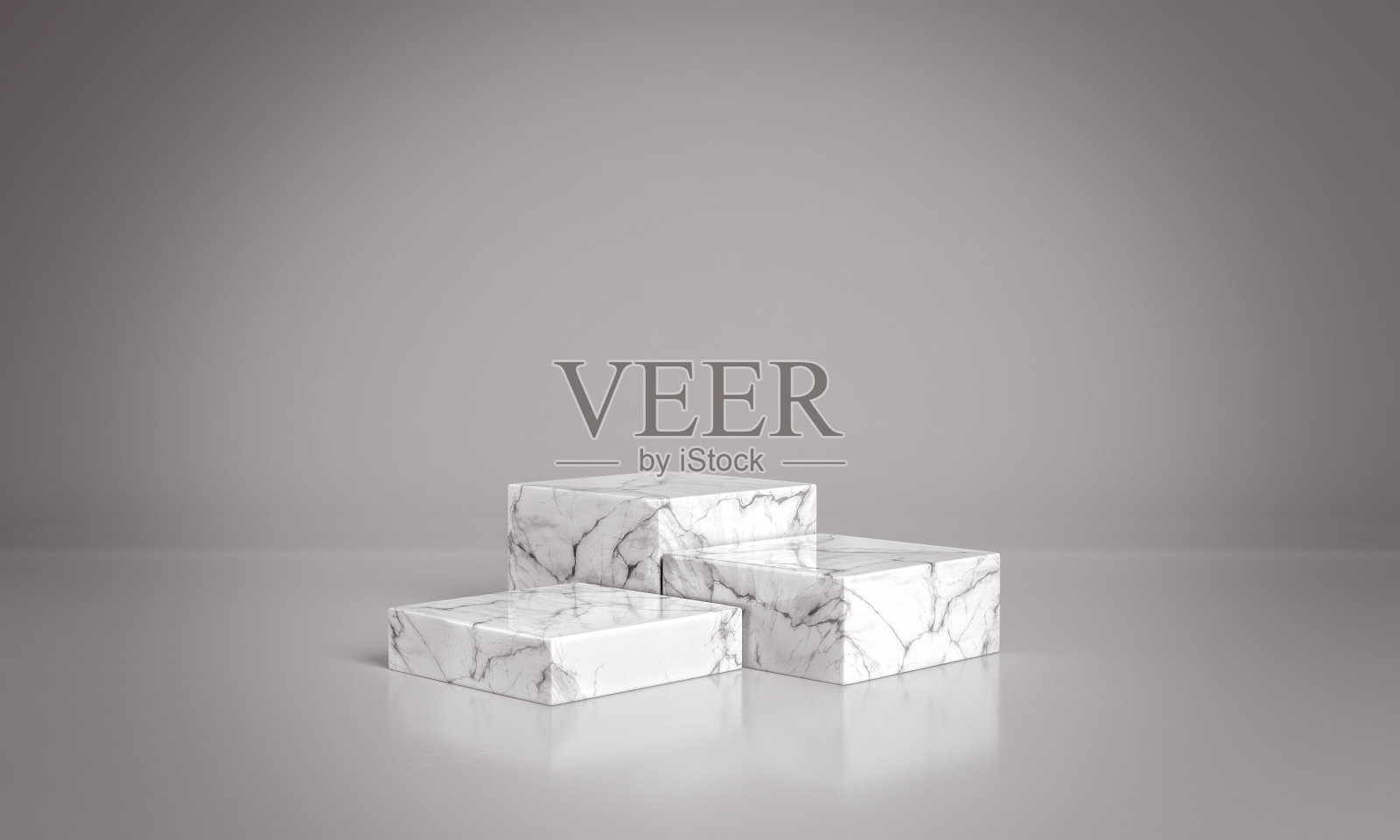大理石讲台上的灰色背景。产品展示底座由石头制成。广告模板模型。3 d渲染。照片摄影图片
