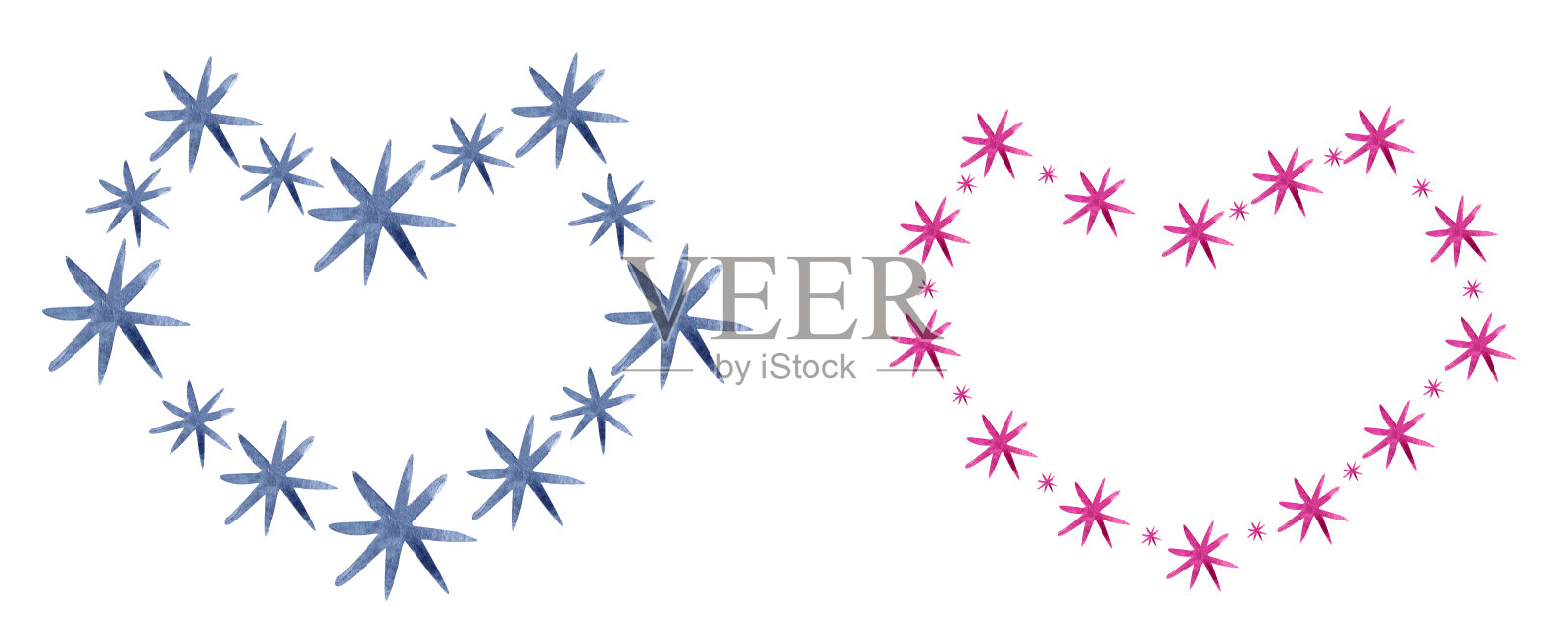 闪光的心水彩插图。插画图片素材