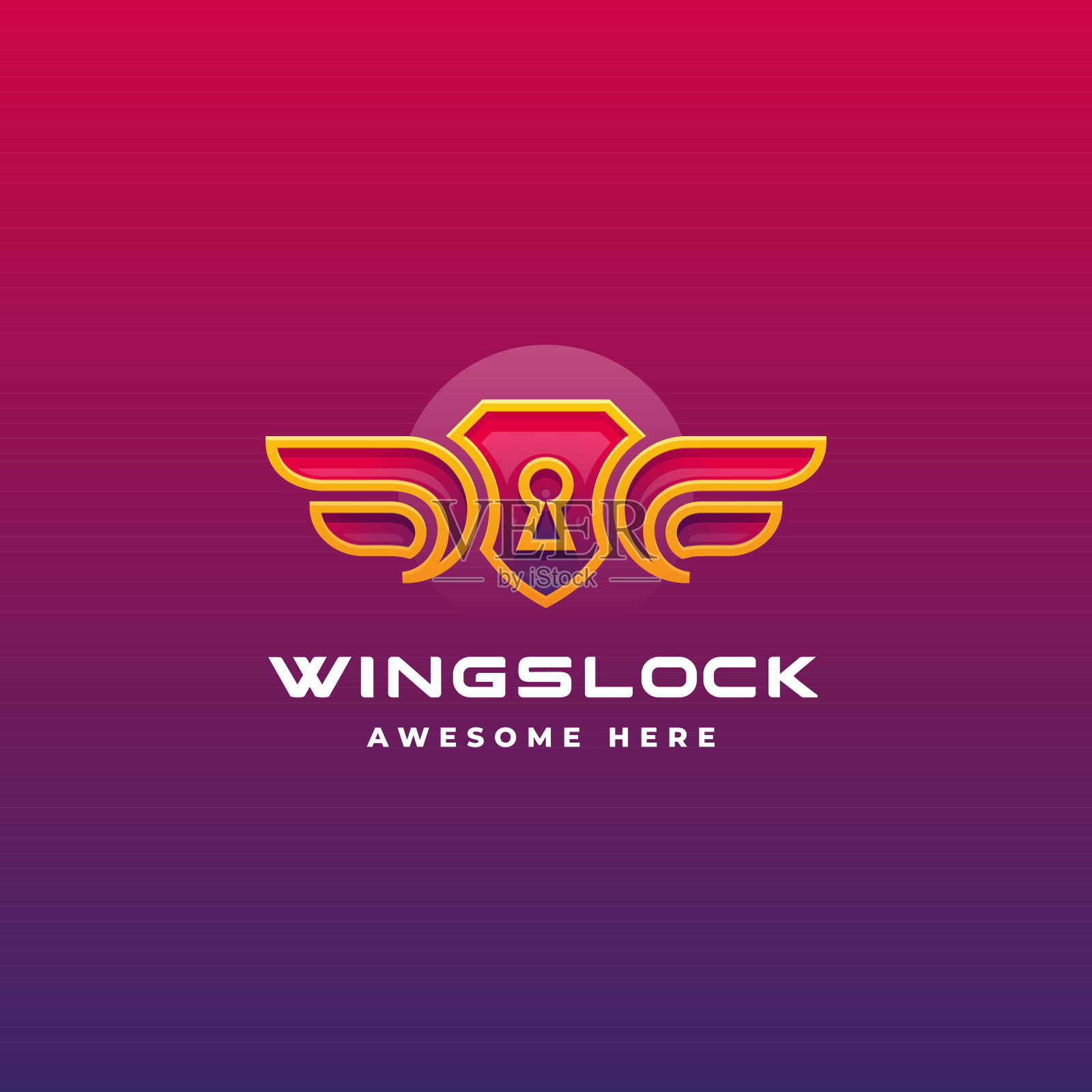 矢量插图翅膀锁线艺术风格。设计元素图片