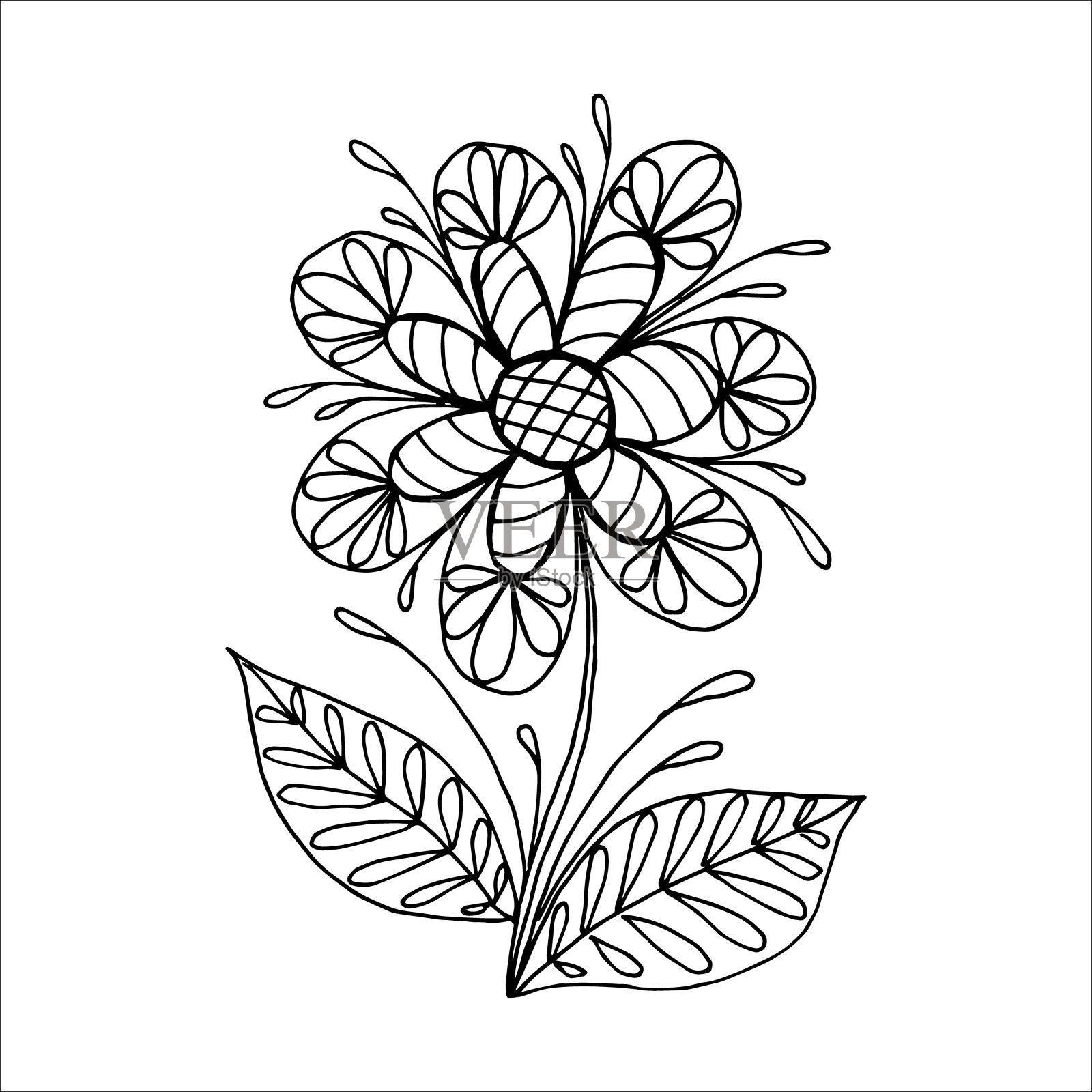 手绘花单涂鸦元素插画图片素材