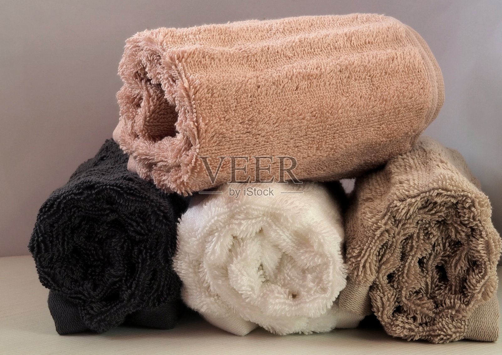 毛巾布卷起来照片摄影图片