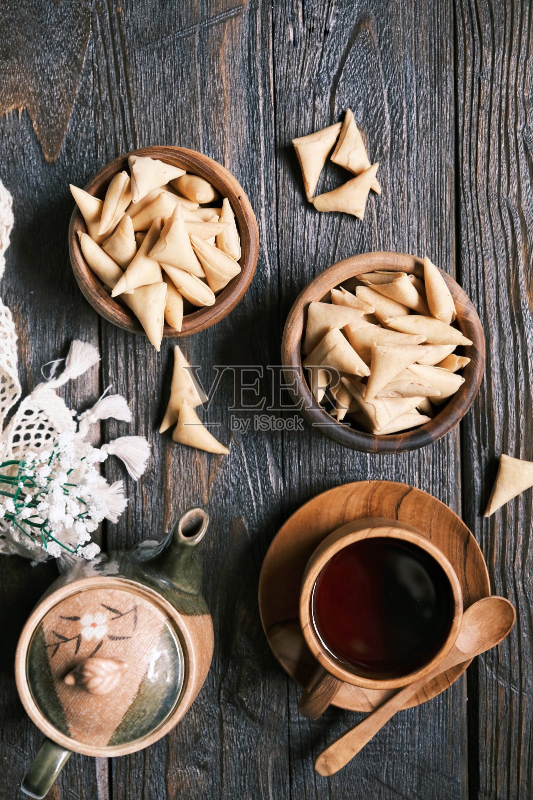 桌上咖啡的高角度视图照片摄影图片