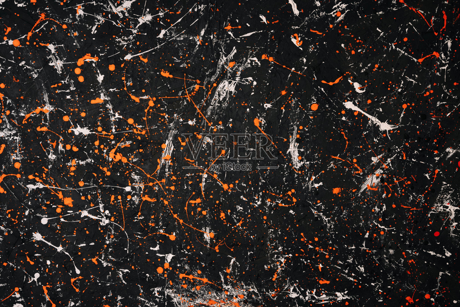 抽象纹理绘制深灰色背景与橙色和白色夹杂物照片摄影图片