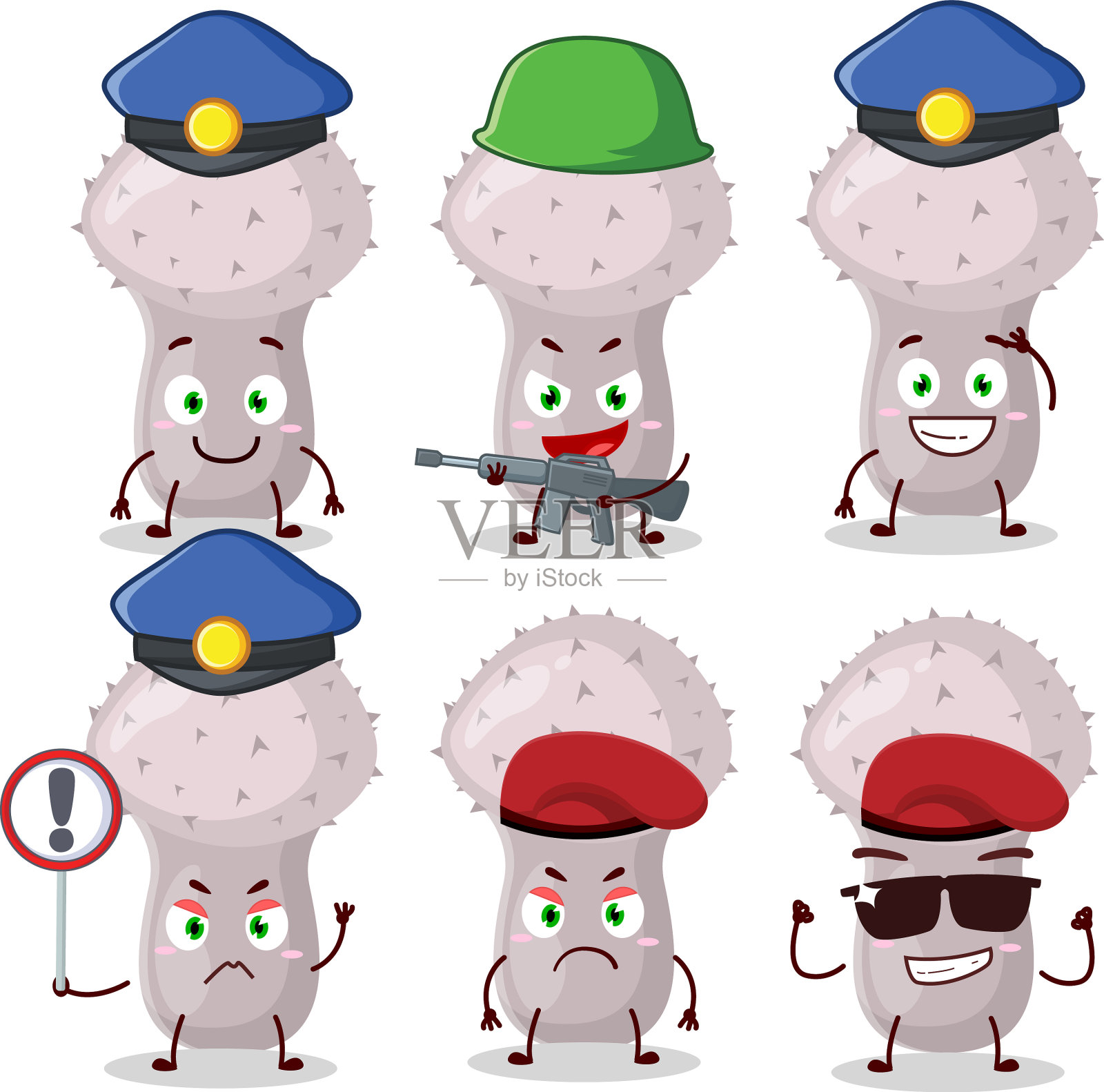 一个敬业的警察puffball吉祥物插画图片素材