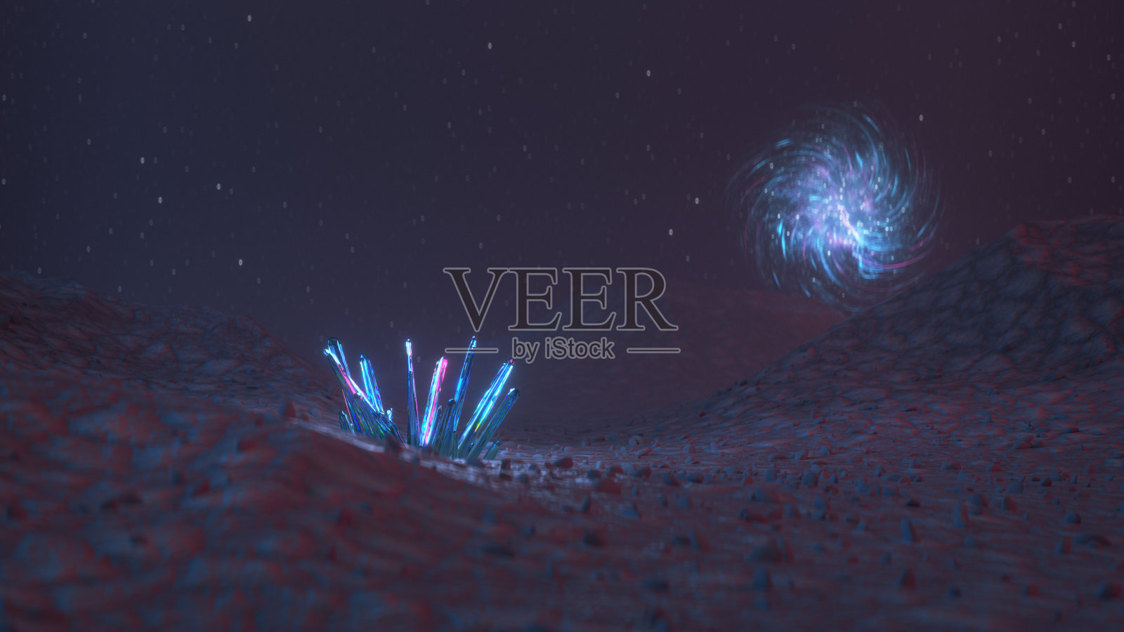 外星行星上的矿物3D渲染照片摄影图片