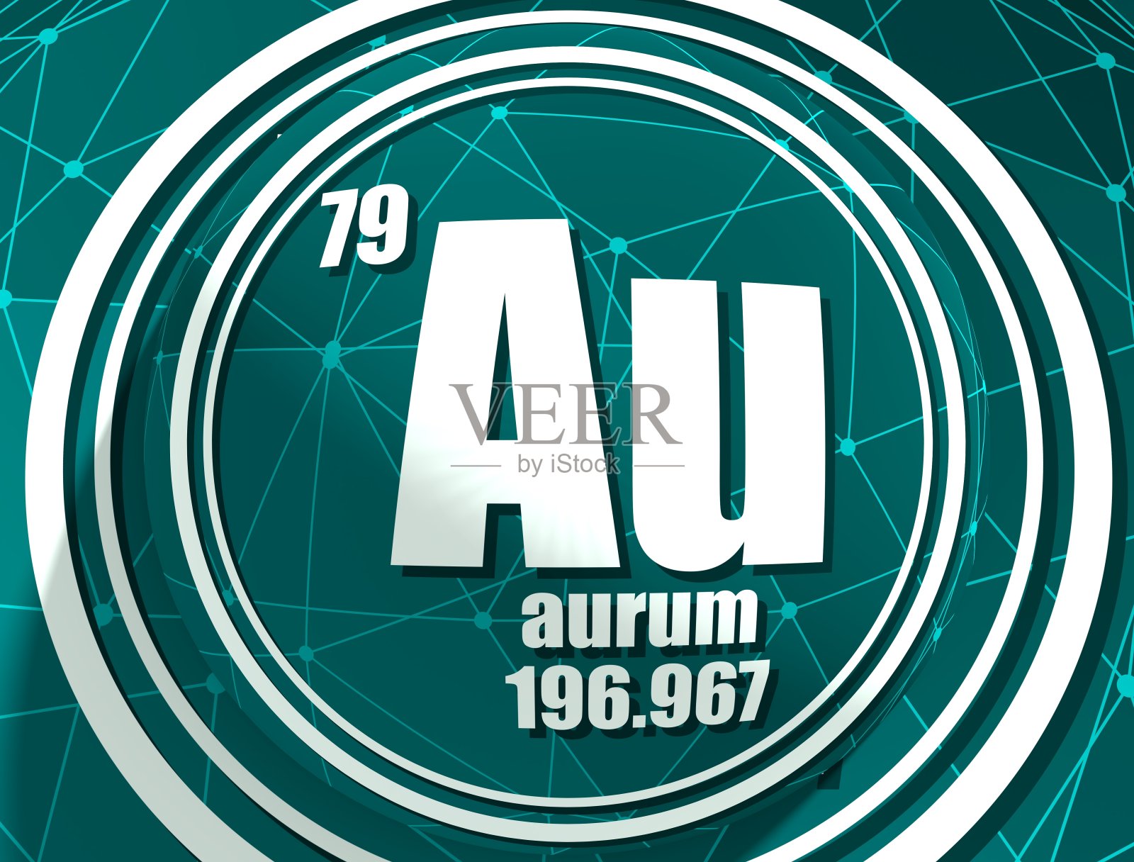 用原子序数和原子量表示的金。照片摄影图片