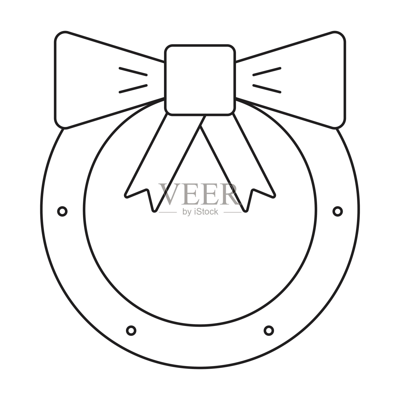 圣诞花环丝带蝴蝶结矢量。插画图片素材