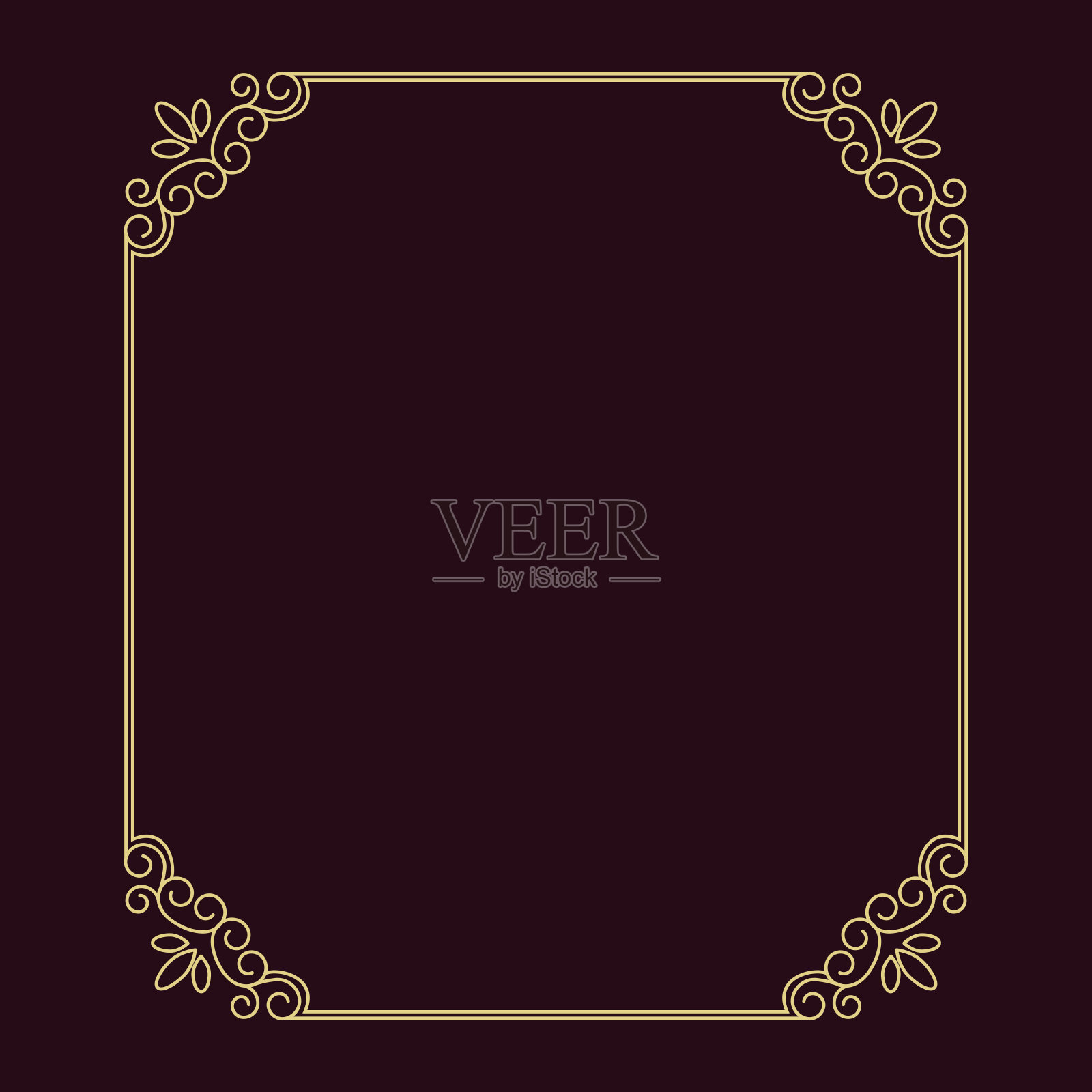 向量薄黄金美丽的装饰复古框架为您的设计。插画图片素材