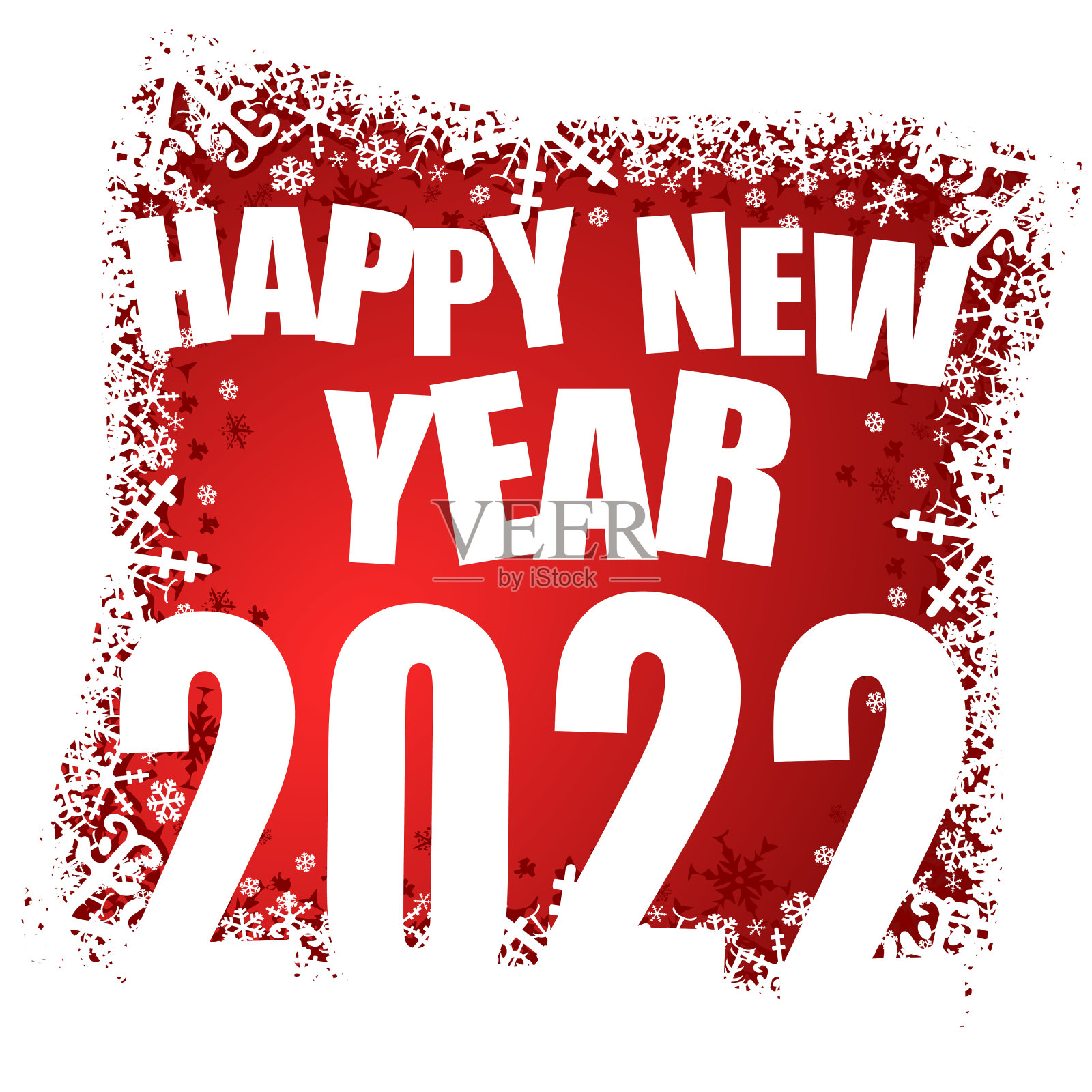 冬季设计快乐新年2022向量插图与雪花在红色的背景插画图片素材