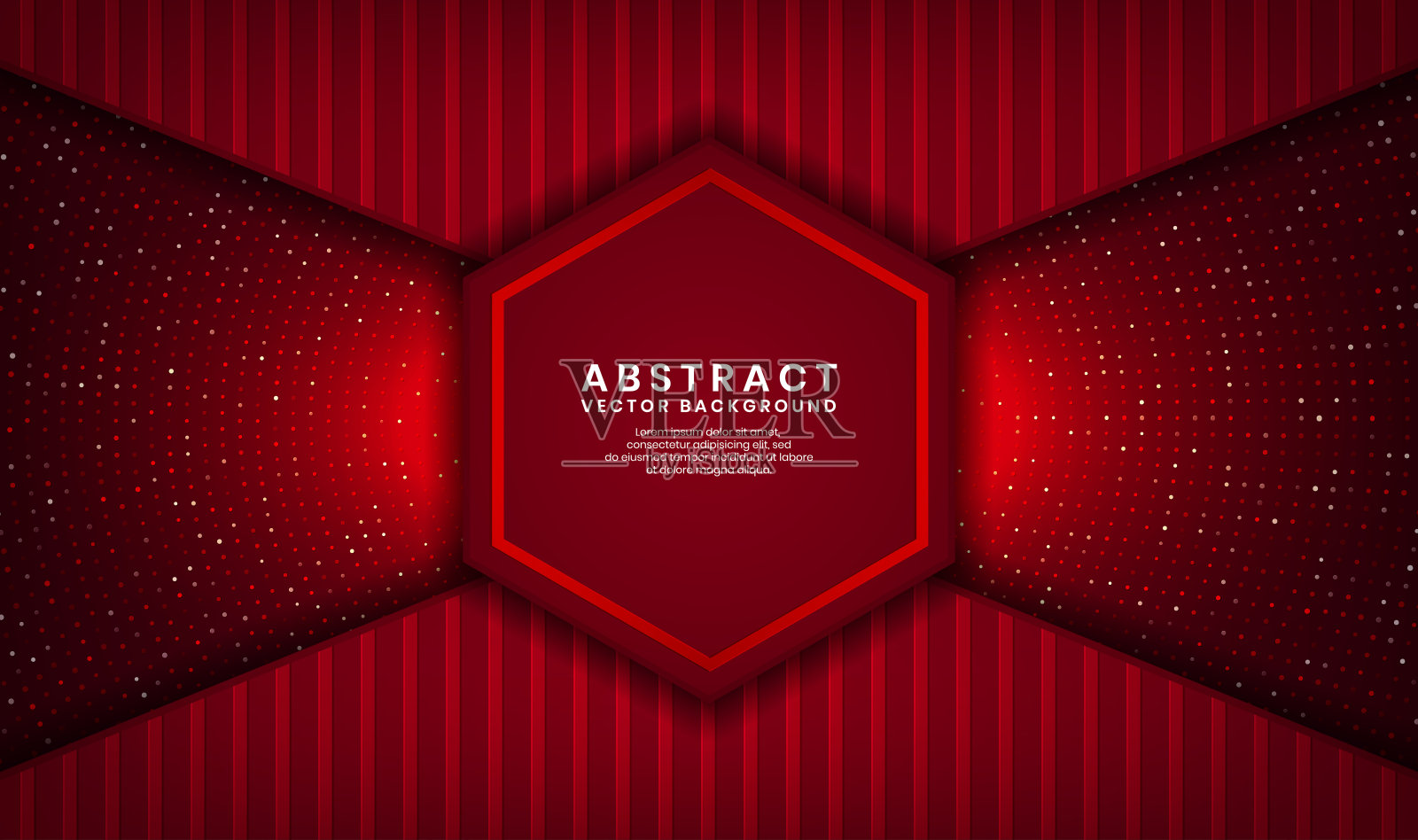 三维红色抽象背景，重叠层在暗空间与点闪光和木材纹理效果。现代模板元素未来的风格概念为传单，横幅，封面，小册子，或着陆页插画图片素材