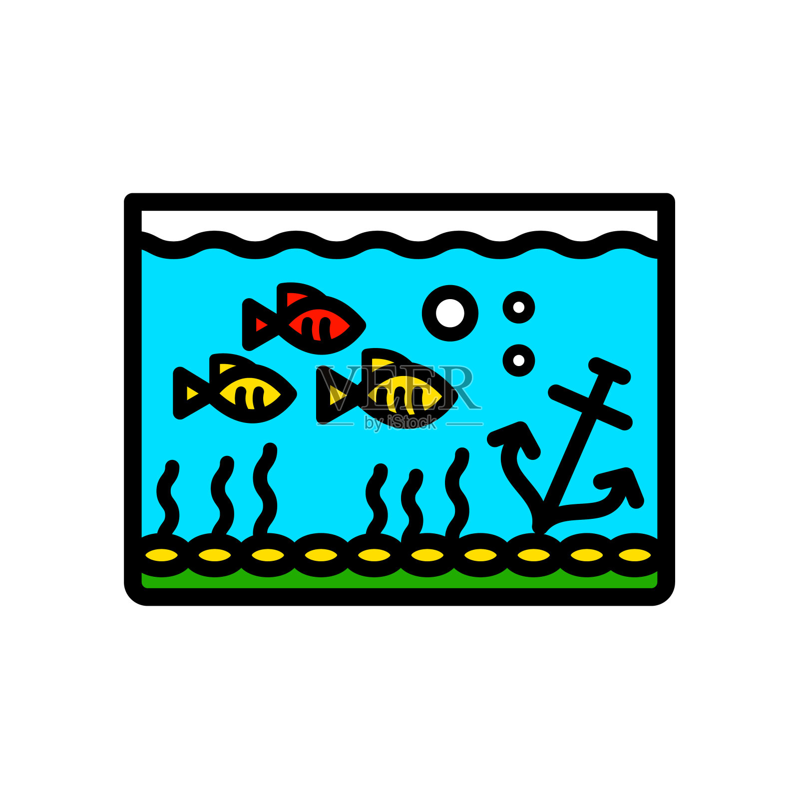 鱼缸颜色图标鱼缸插画图片素材