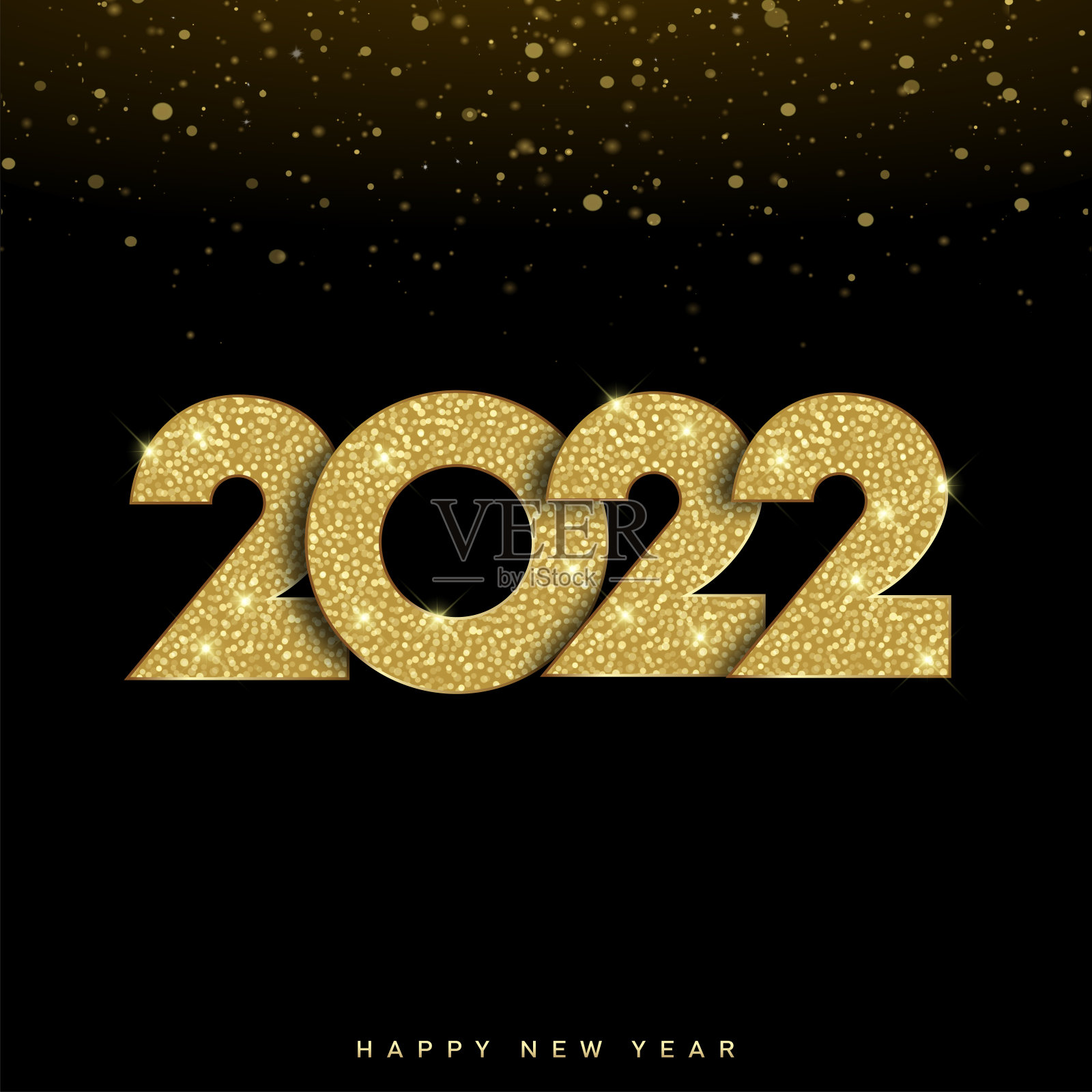 2022年金字贺卡设计新年快乐。向量。设计模板素材