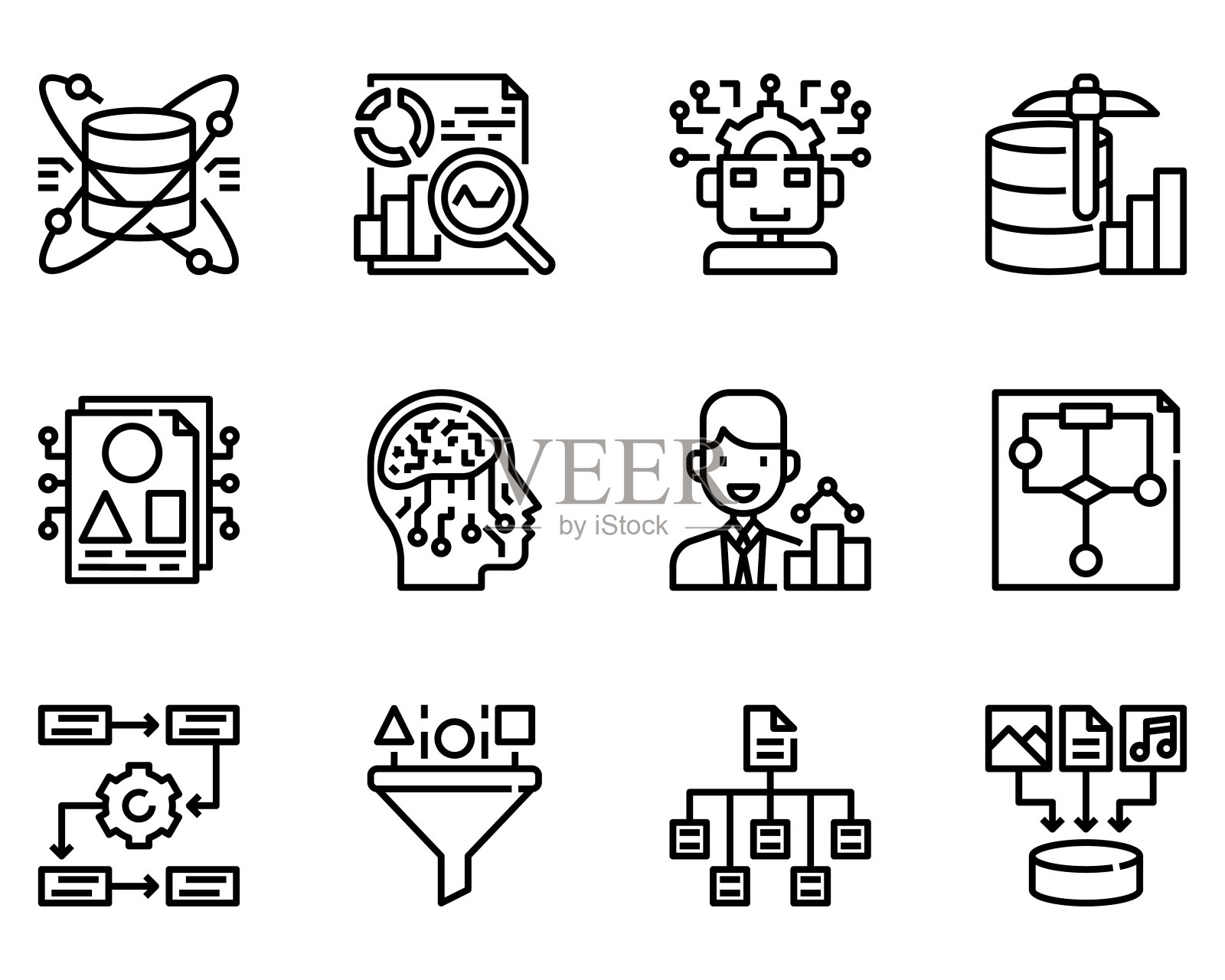 数据科学大纲图标和网站，应用程序的符号插画图片素材