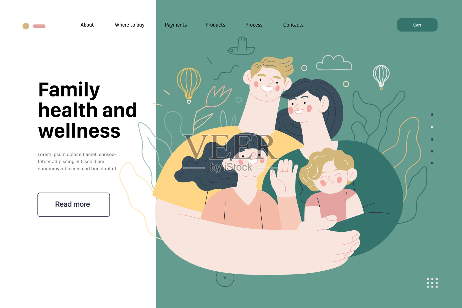 家庭健康和健康-医疗保险网站模板插画图片素材