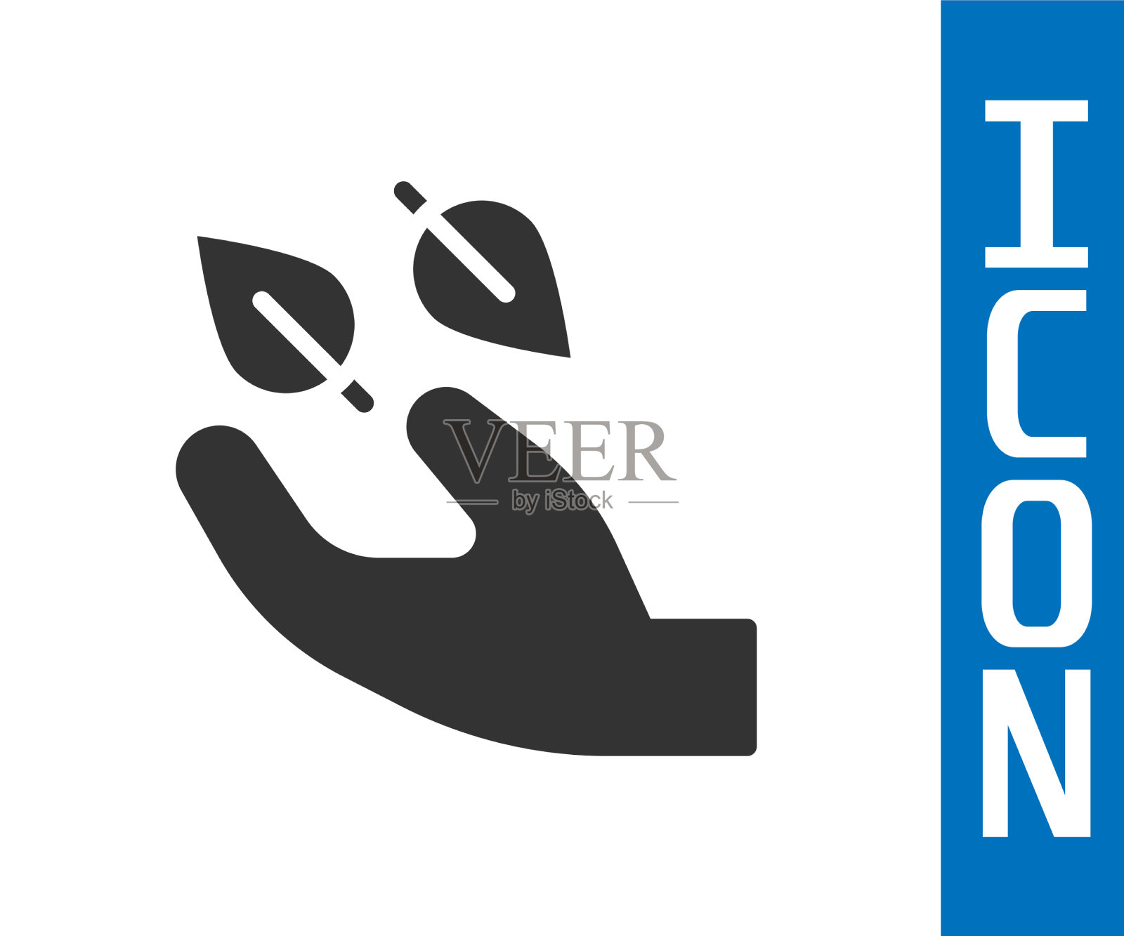 灰色茶叶在手中图标孤立的白色插画图片素材