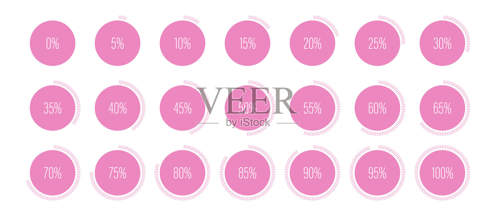 一组圆形百分比进度条形图插画图片素材